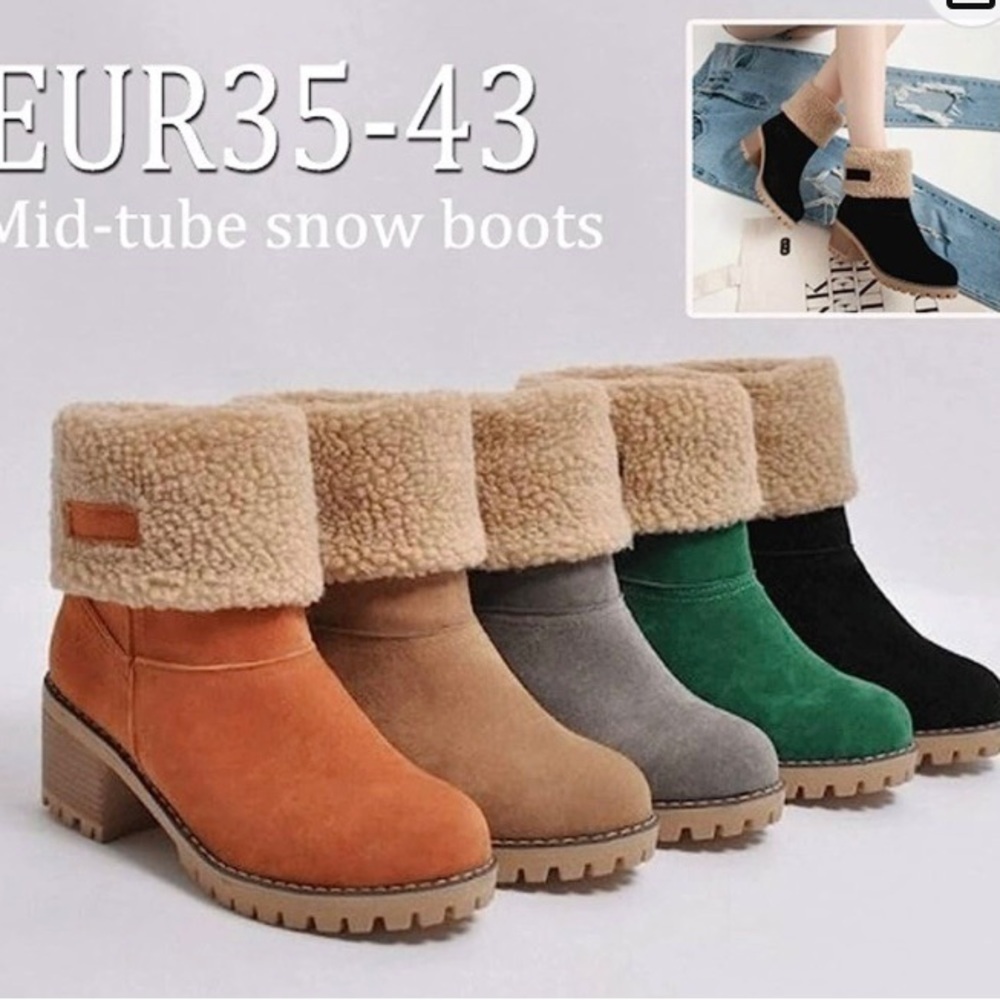 Women /Winter Warm Snow Boots/Ankle Boot Casual/Mid Calf Boots /Color Green /40 - Picture 14 of 15